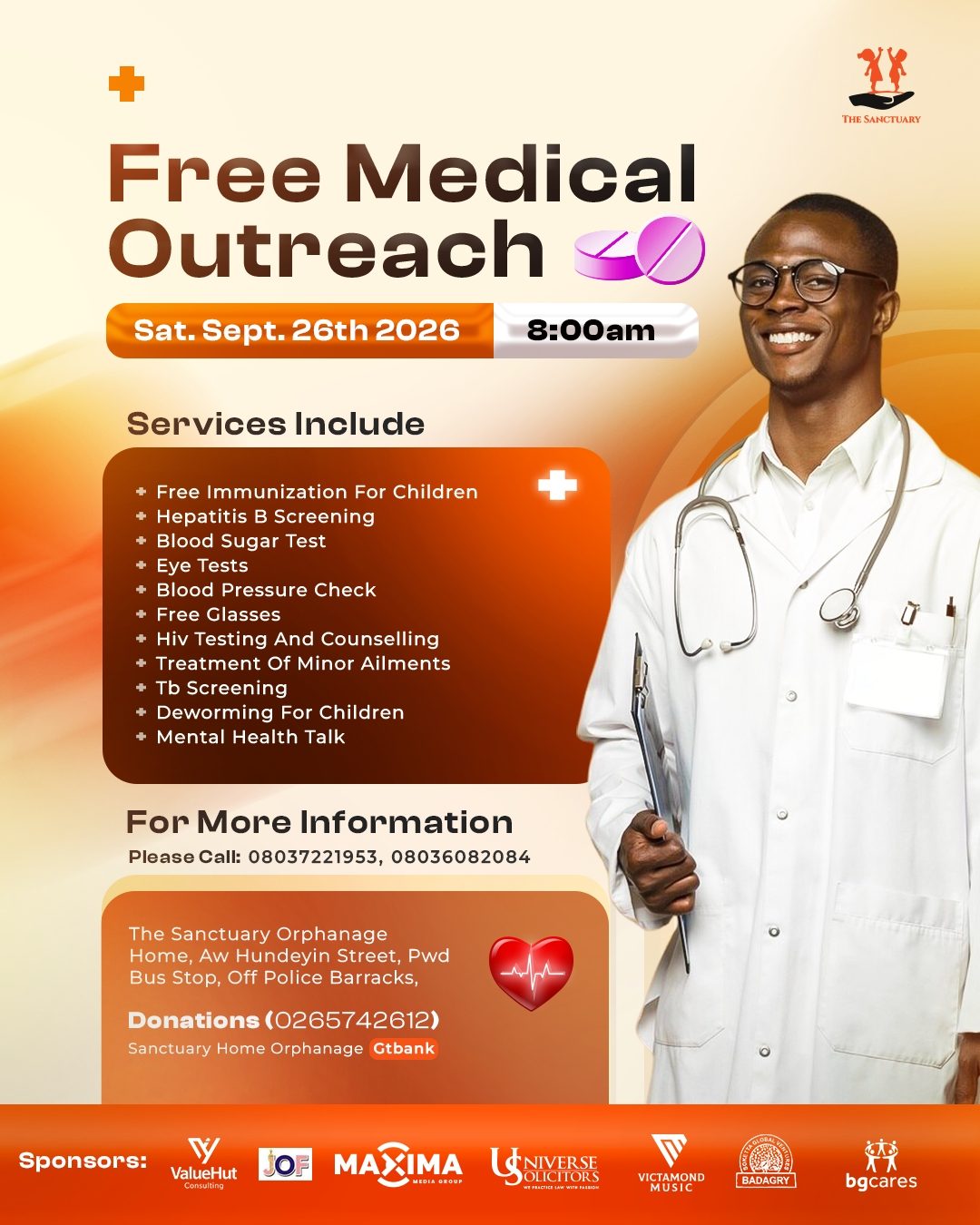 Free Medical Outreach announcement for 26 September 2026 in Badagry