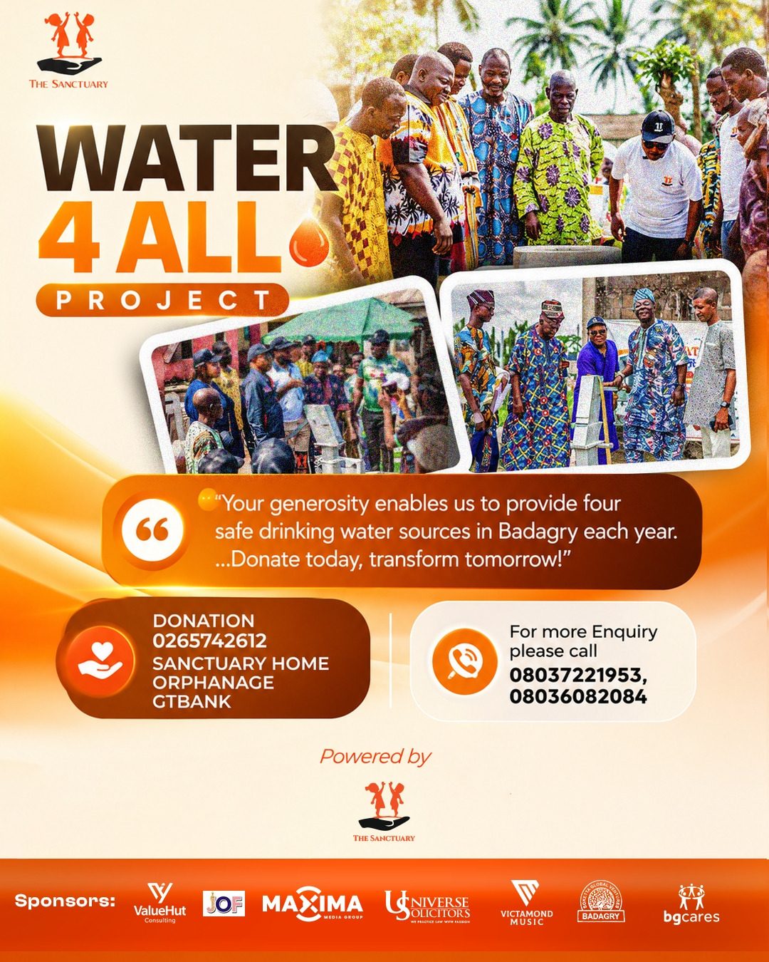 Water4All project activities and community water points in Badagry